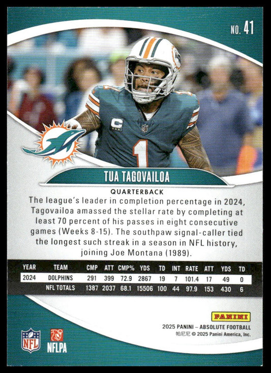 2025 Panini Absolute #41 Tua Tagovailoa Blue