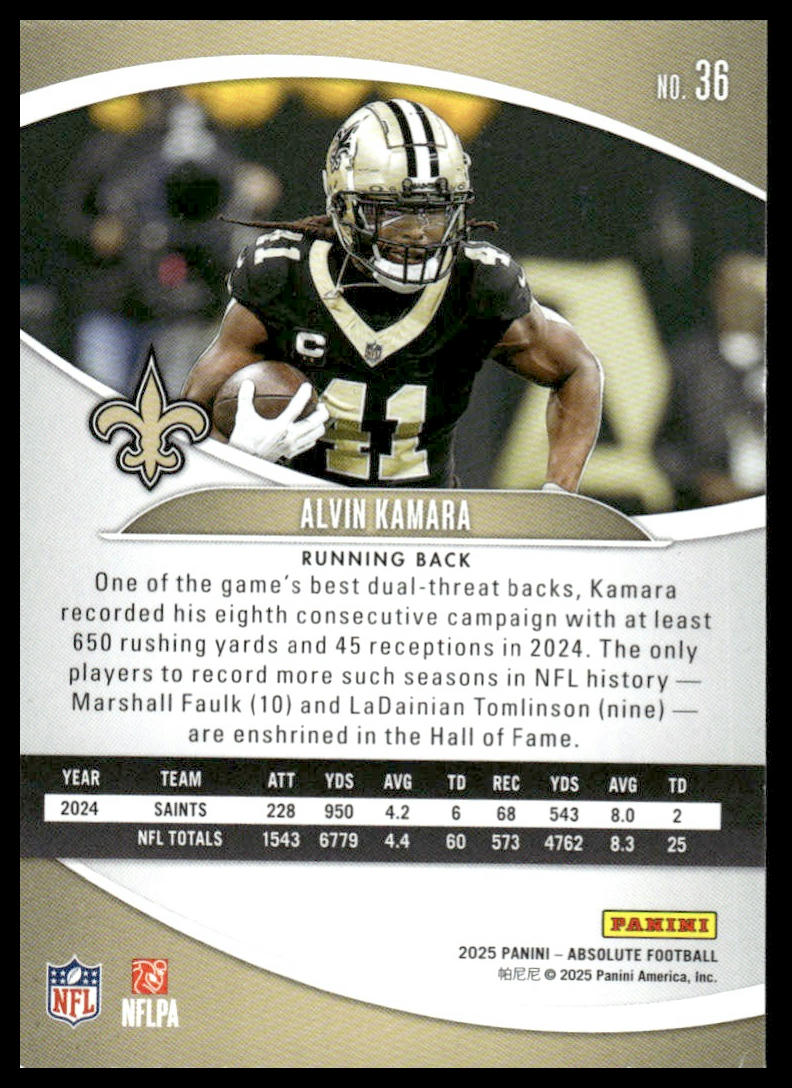 2025 Panini Absolute #36 Alvin Kamara Retail