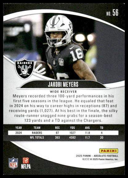 2025 Panini Absolute #56 Jakobi Meyers Purple