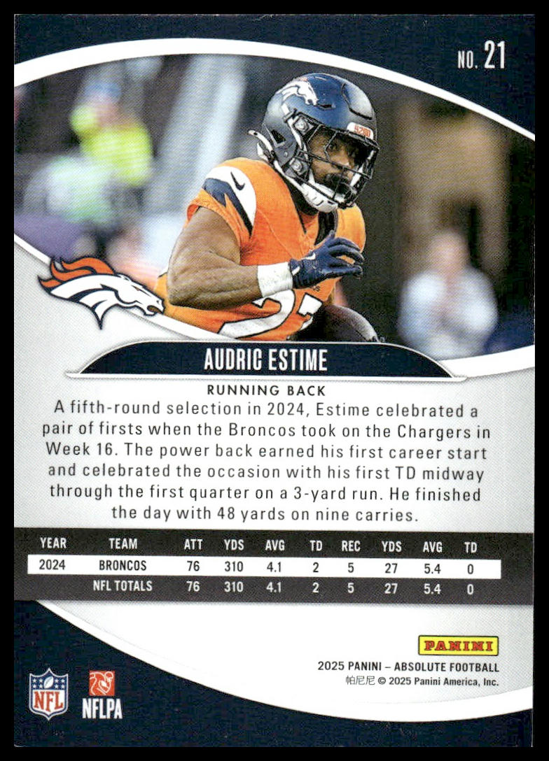 2025 Panini Absolute #21 Audric Estime Retail
