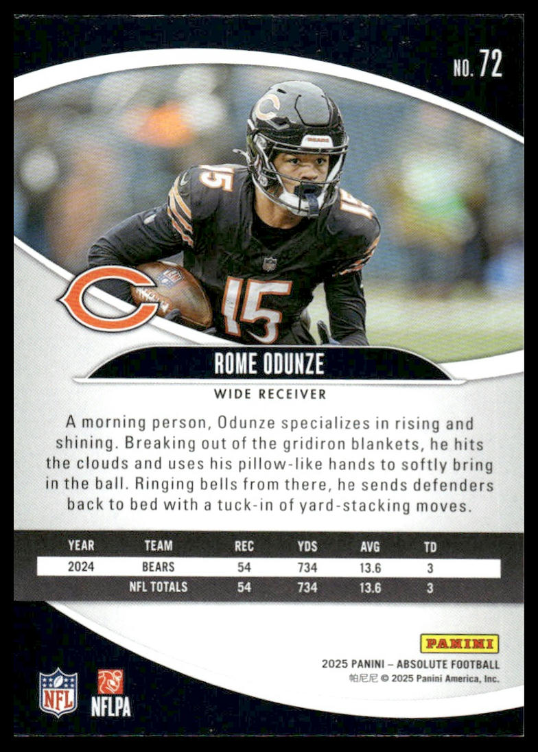 2025 Panini Absolute #72 Rome Odunze Blue