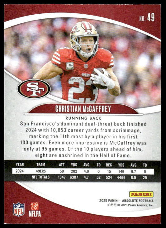2025 Panini Absolute #49 Christian McCaffrey Retail