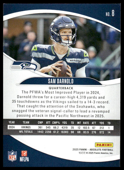 2025 Panini Absolute #8 Sam Darnold Orange
