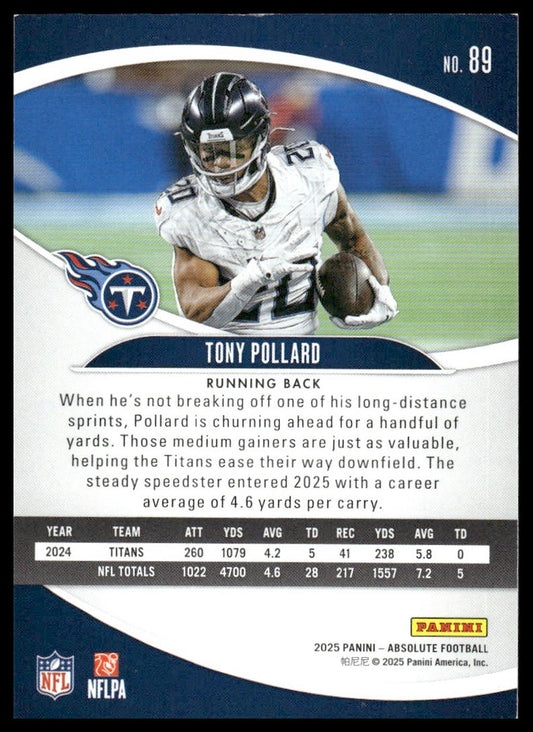 2025 Panini Absolute #89 Tony Pollard Red