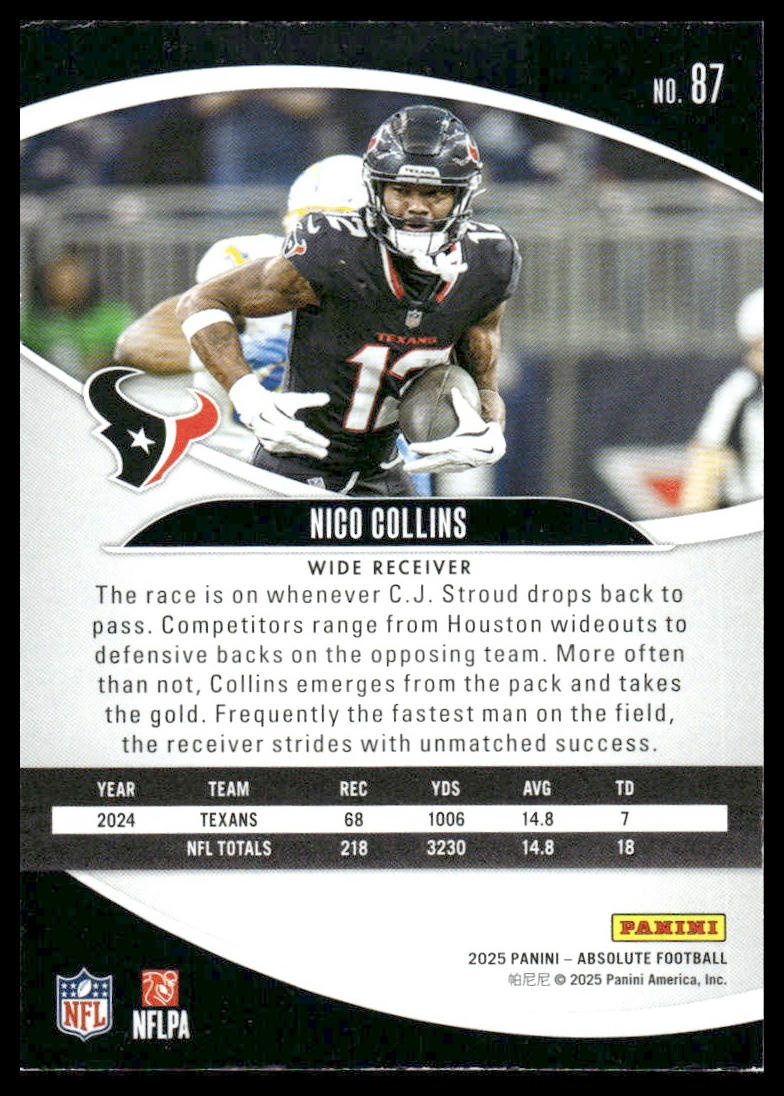 2025 Panini Absolute #87 Nico Collins Yellow