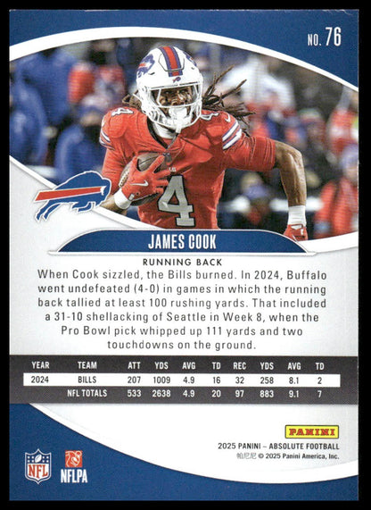 2025 Panini Absolute #76 James Cook Blue