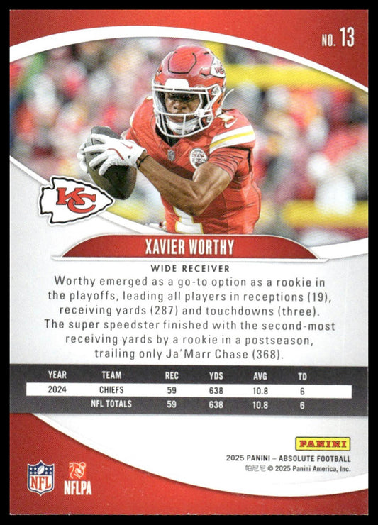 2025 Panini Absolute #13 Xavier Worthy Green