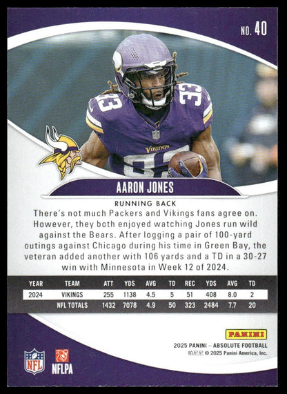 2025 Panini Absolute #40 Aaron Jones Yellow