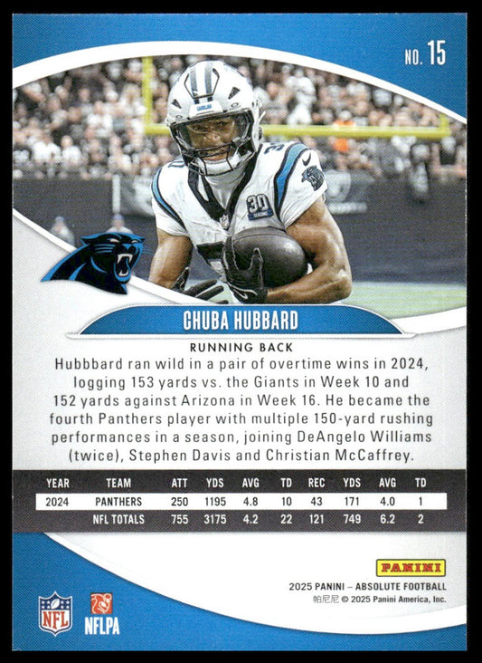 2025 Panini Absolute #15 Chuba Hubbard Purple