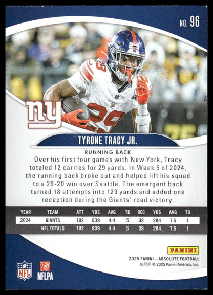 2025 Panini Absolute #96 Tyrone Tracy Jr. Yellow