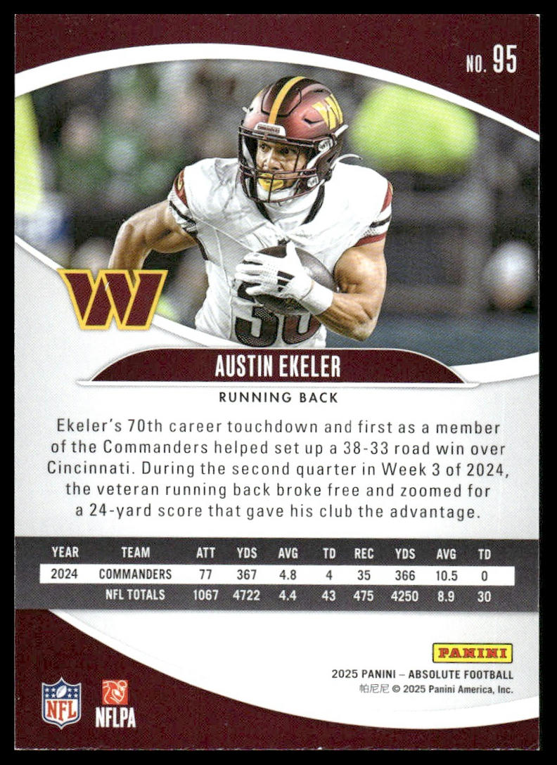 2025 Panini Absolute #95 Austin Ekeler Yellow