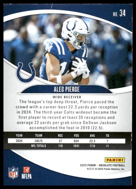 2025 Panini Absolute #34 Alec Pierce Yellow