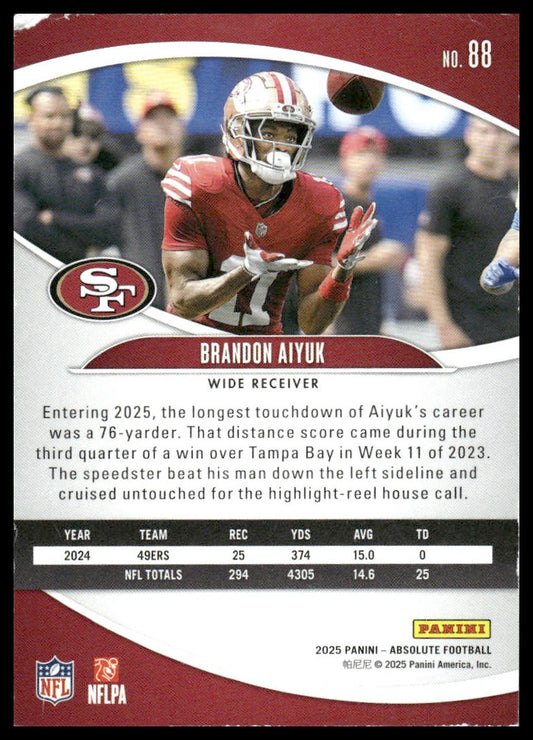 2025 Panini Absolute #88 Brandon Aiyuk Retail