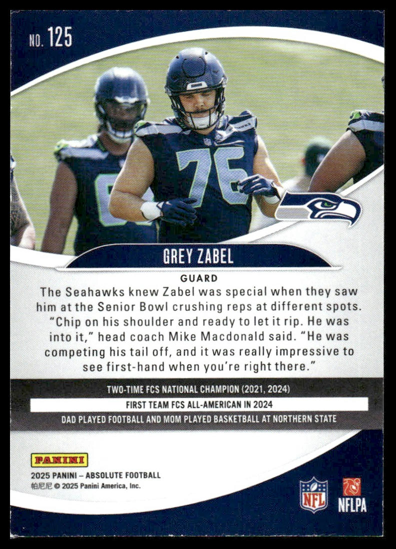 2025 Panini Absolute #125 Grey Zabel Retail