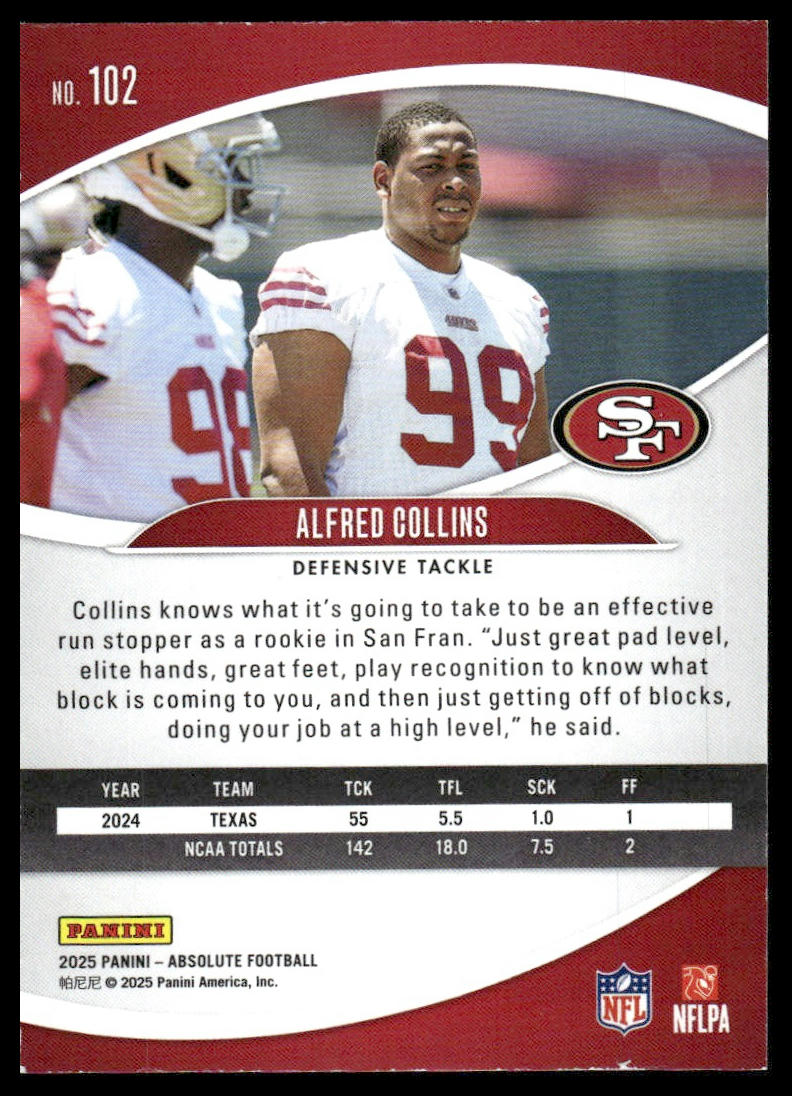 2025 Panini Absolute #102 Alfred Collins