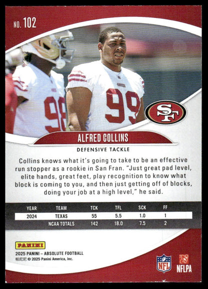 2025 Panini Absolute #102 Alfred Collins