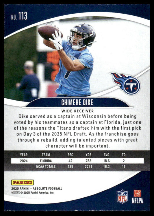 2025 Panini Absolute #113 Chimere Dike Retail