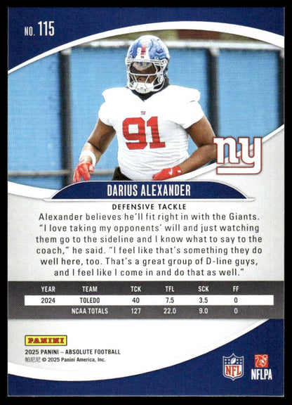 2025 Panini Absolute #115 Darius Alexander Retail