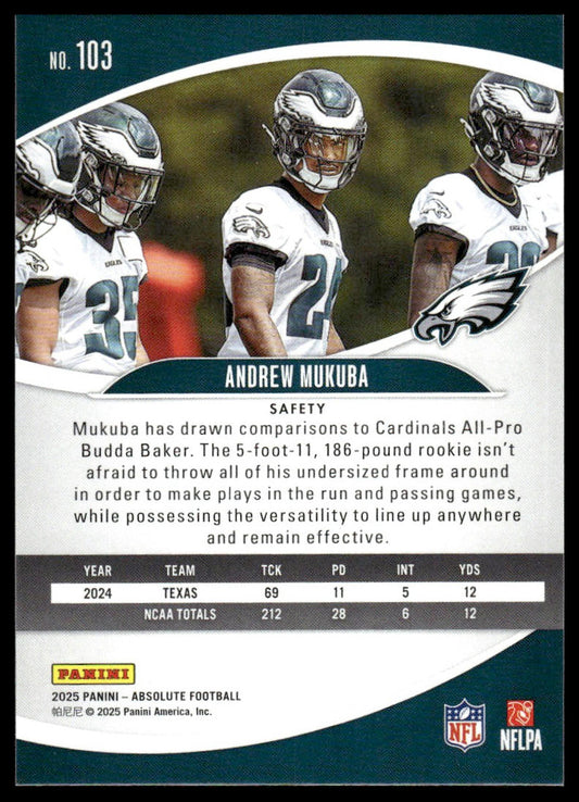 2025 Panini Absolute #103 Andrew Mukuba Retail