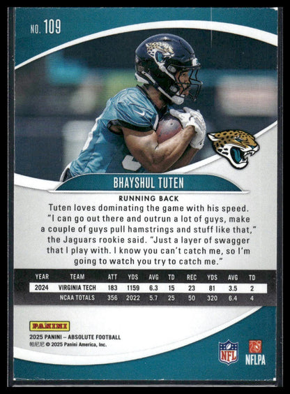 2025 Panini Absolute #109 Bhayshul Tuten Green