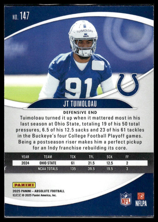 2025 Panini Absolute #147 JT Tuimoloau Green