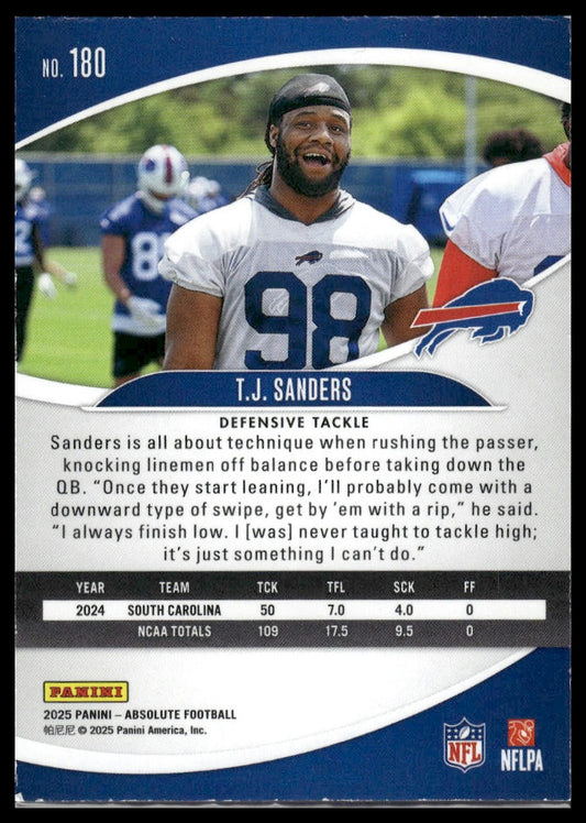 2025 Panini Absolute #180 T.J. Sanders Purple