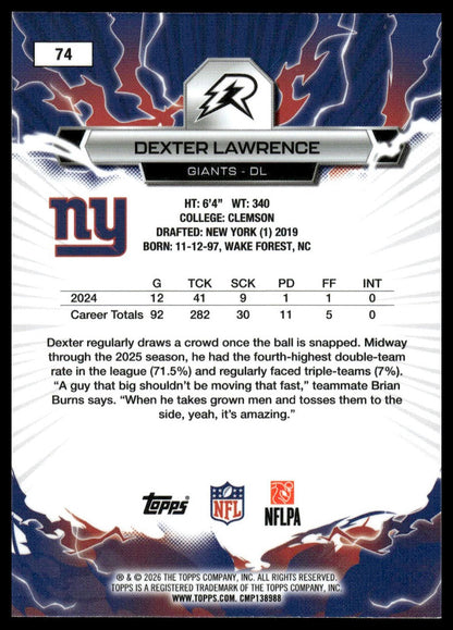 2025 Topps Resurgence #74 Dexter Lawrence