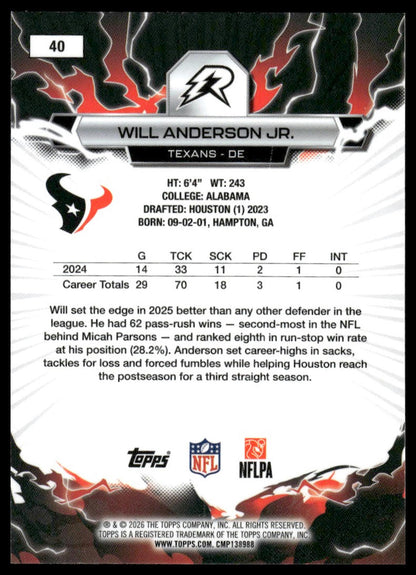 2025 Topps Resurgence #40 Will Anderson Jr.