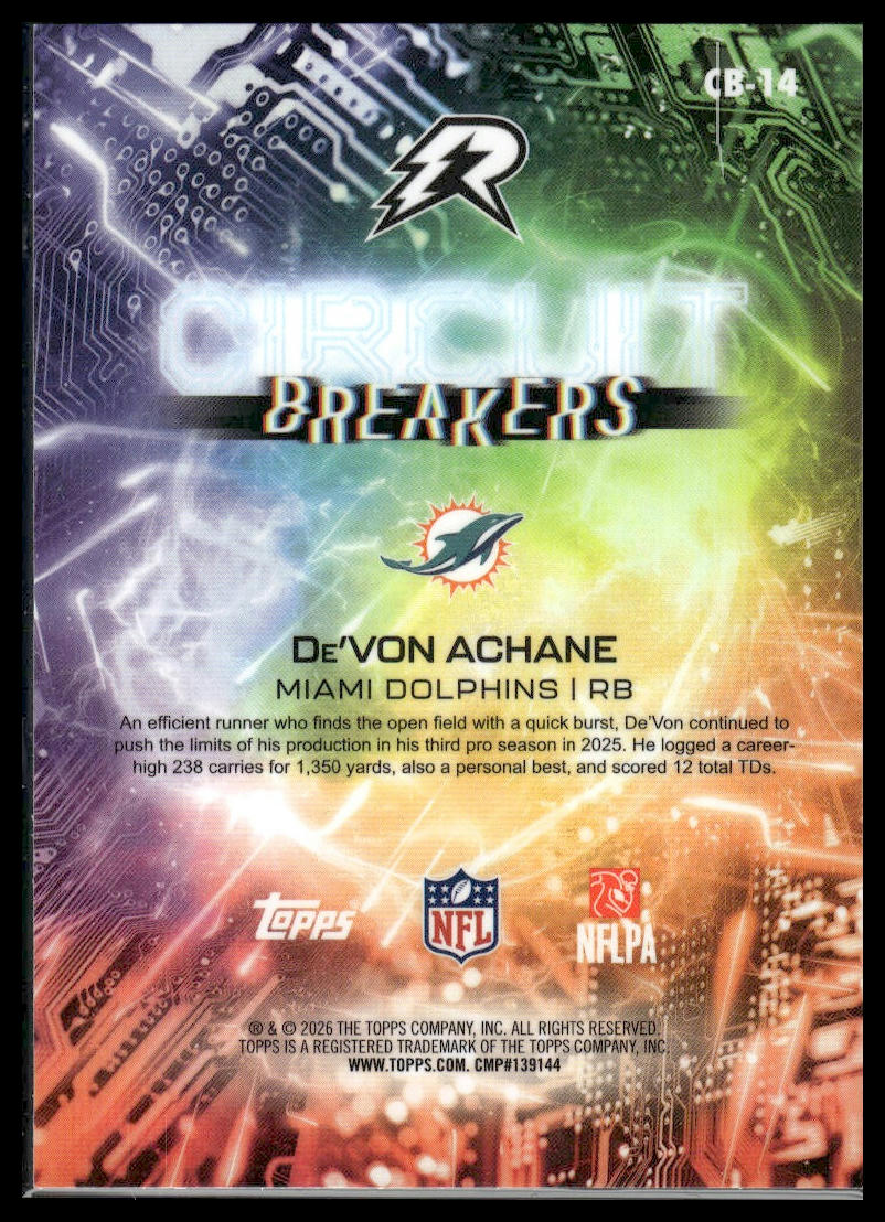 2025 Topps Resurgence #CB-14 De'Von Achane Circuit Breakers
