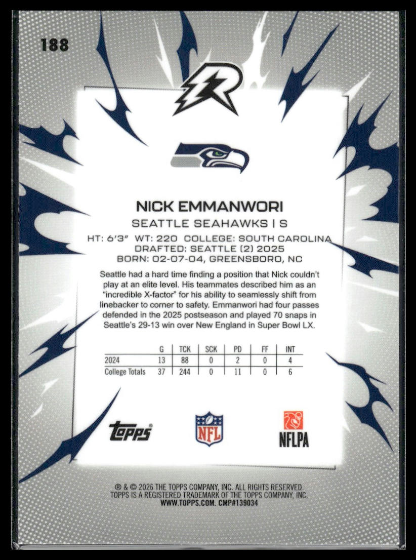 2025 Topps Resurgence #188 Nick Emmanwori