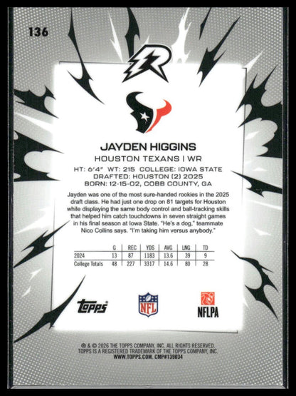 2025 Topps Resurgence #136 Jayden Higgins