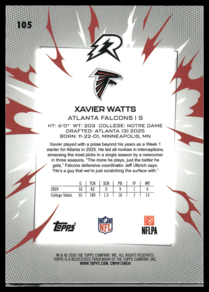2025 Topps Resurgence #105 Xavier Watts Prism Refractor