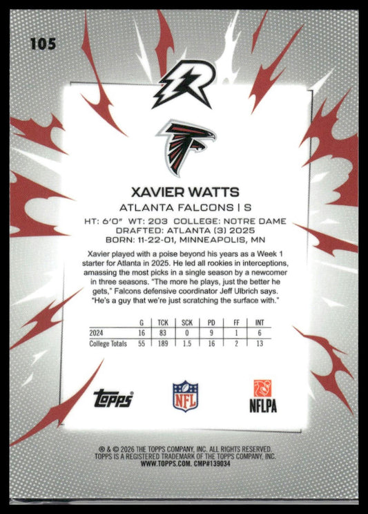 2025 Topps Resurgence #105 Xavier Watts Prism Refractor