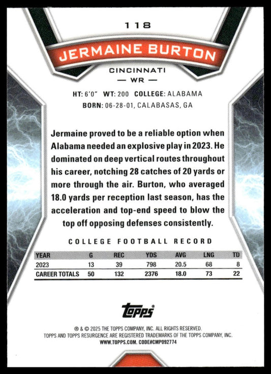 2024 Topps Resurgence #118 Jermaine Burton Refractor