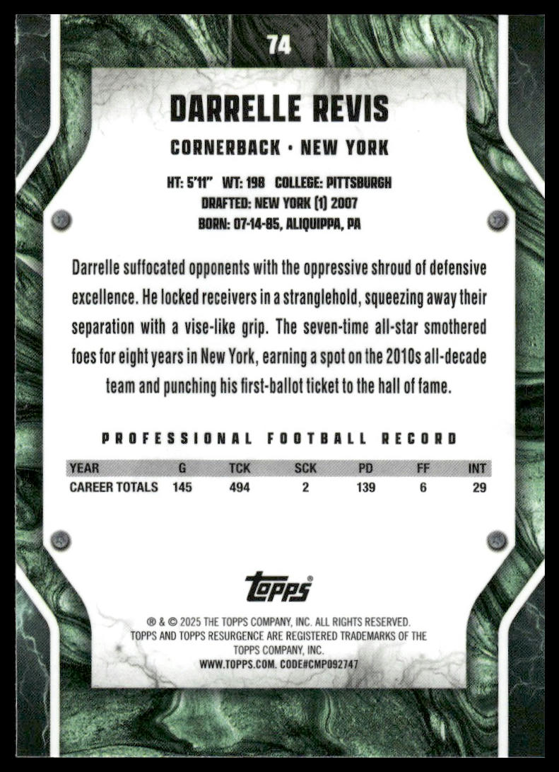 2024 Topps Resurgence #74 Darrelle Revis