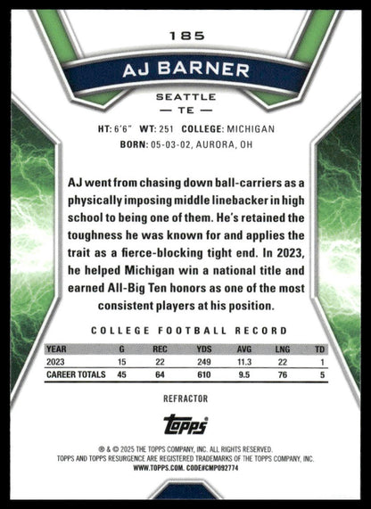 2024 Topps Resurgence #185 AJ Barner Refractor