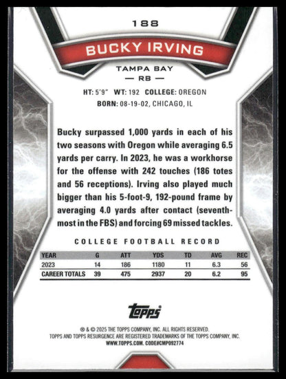2024 Topps Resurgence #188 Bucky Irving Refractor
