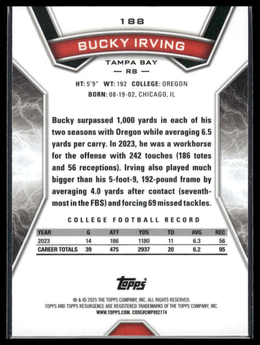 2024 Topps Resurgence #188 Bucky Irving Refractor