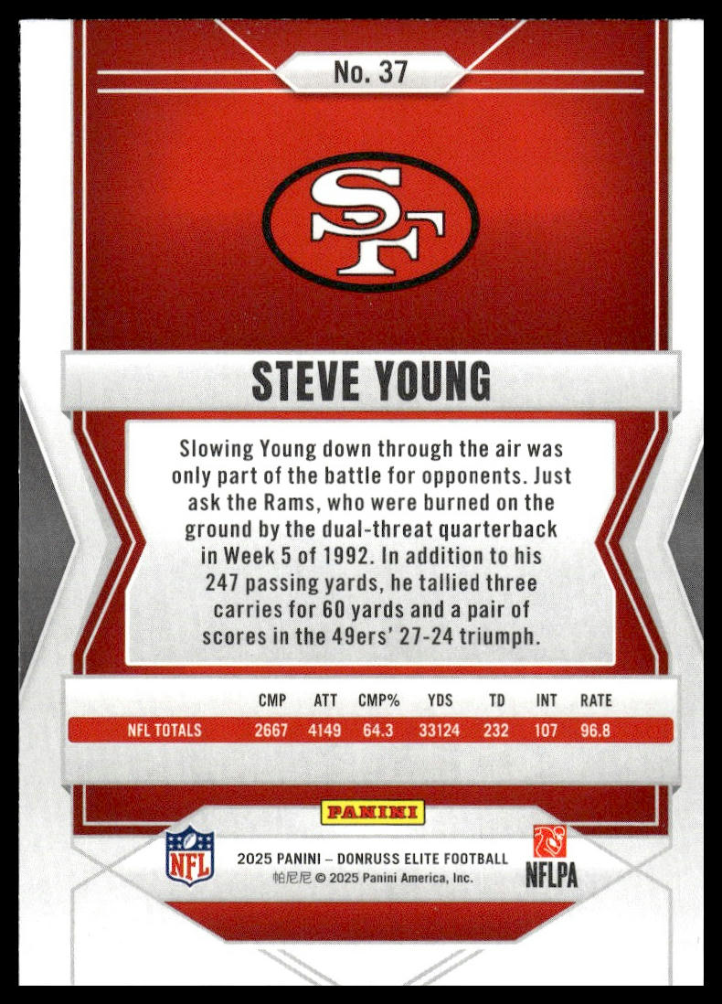 2025 Panini Donruss Elite Football #37 Steve Young