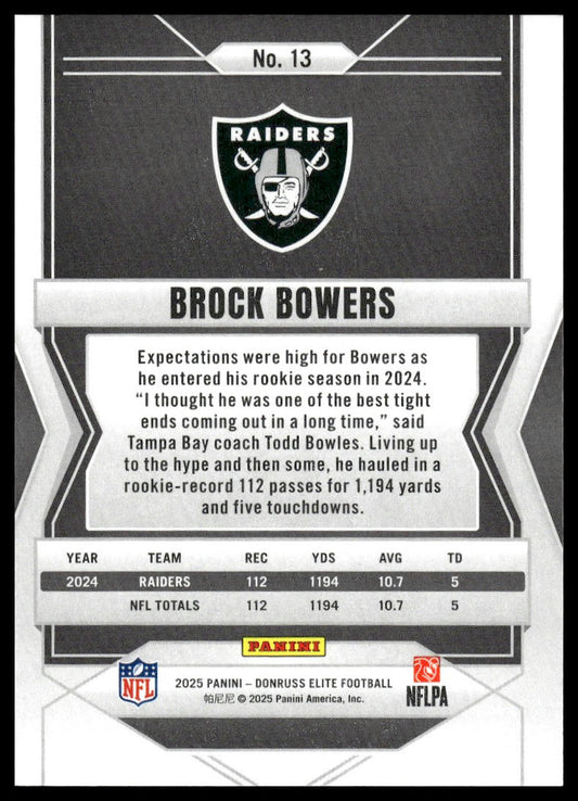 2025 Panini Donruss Elite Football #13 Brock Bowers