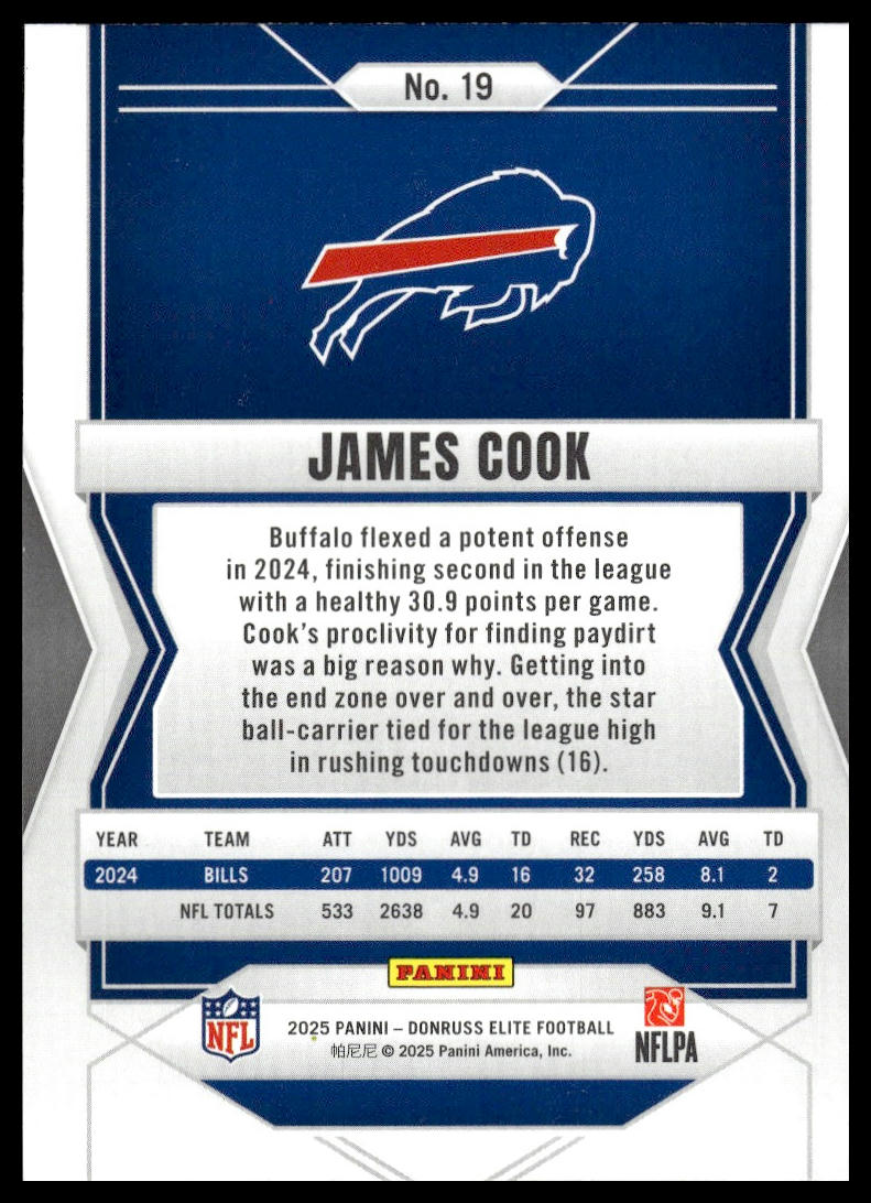 2025 Panini Donruss Elite Football #19 James Cook