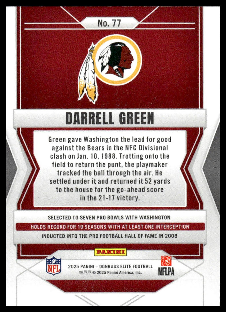 2025 Panini Donruss Elite Football #77 Darrell Green
