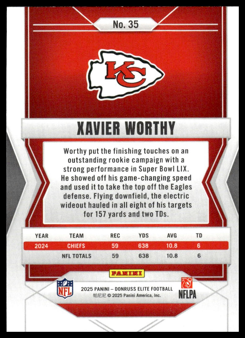 2025 Panini Donruss Elite Football #35 Xavier Worthy