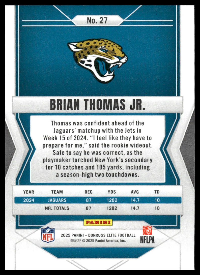 2025 Panini Donruss Elite Football #27 Brian Thomas Jr.