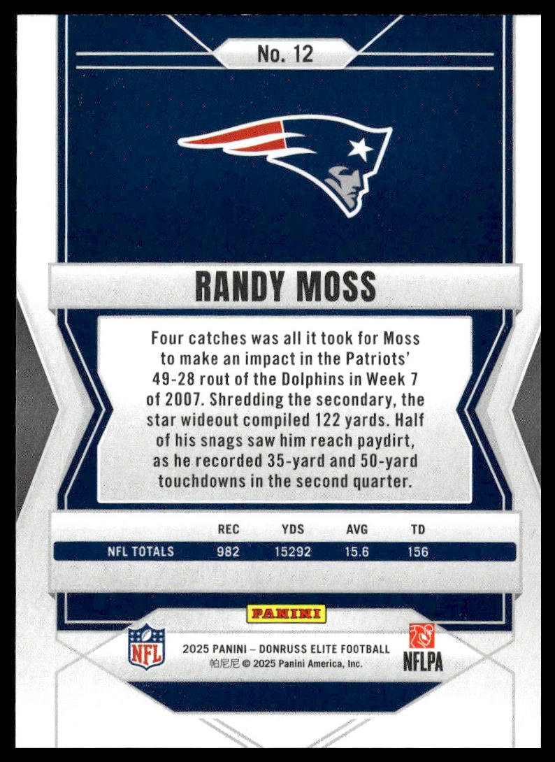 2025 Panini Donruss Elite Football #12 Randy Moss