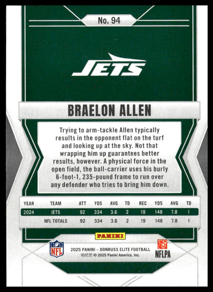 2025 Panini Donruss Elite Football #94 Braelon Allen