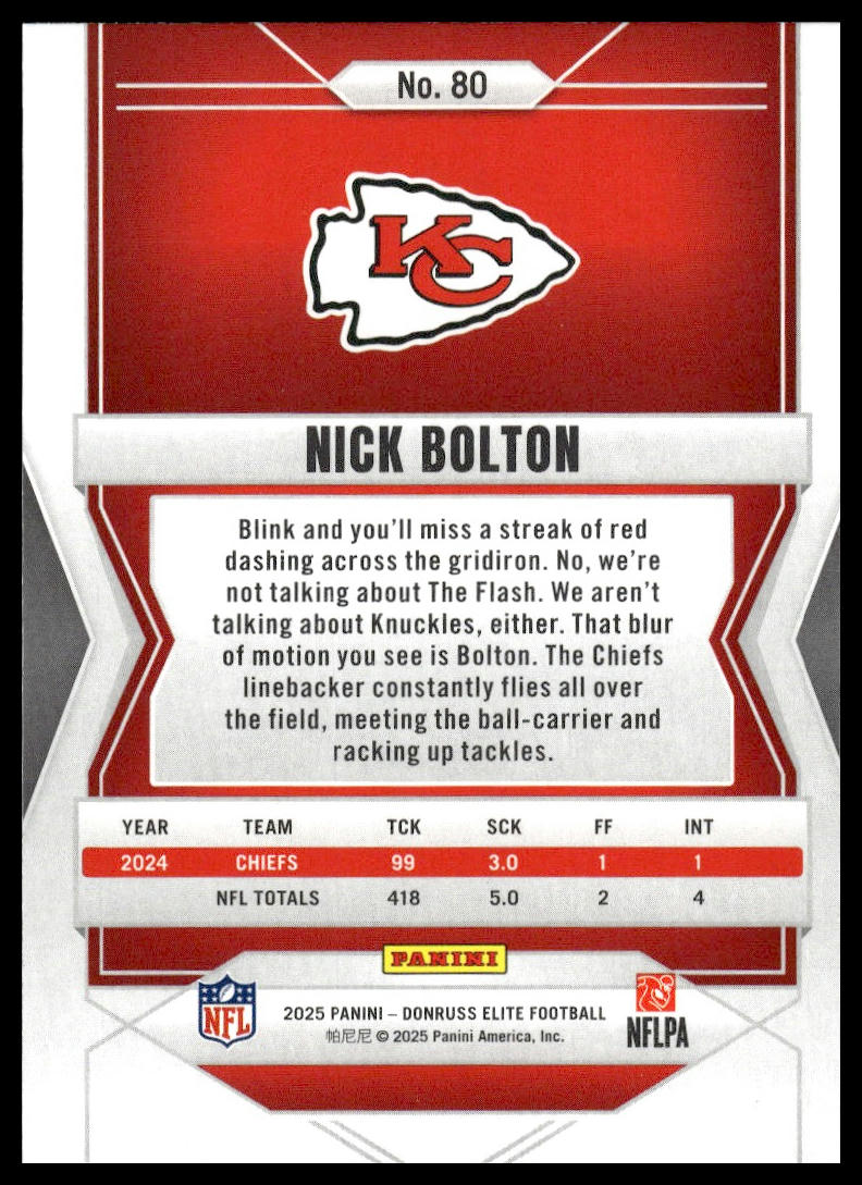 2025 Donruss Elite #80 Nick Bolton Aspirations Lime Green #/999