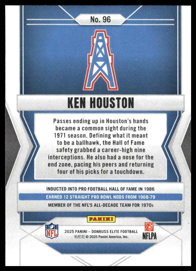 2025 Panini Donruss Elite Football #96 Ken Houston