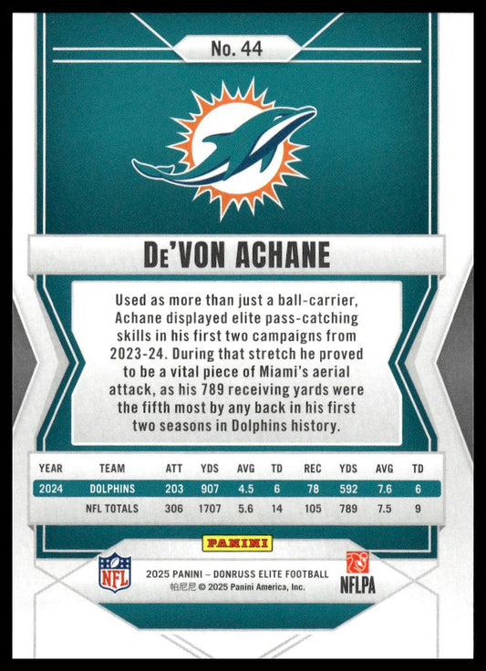 2025 Panini Donruss Elite Football #44 De'Von Achane