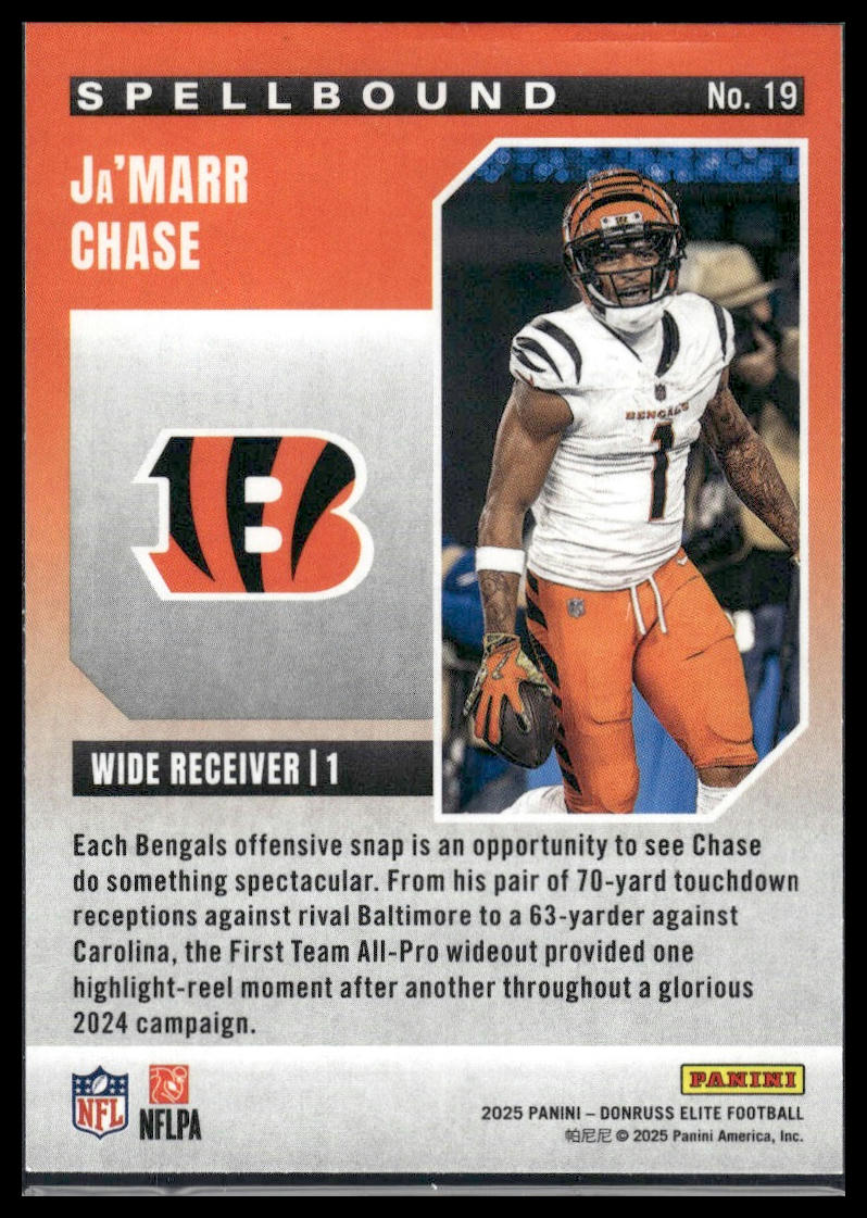 2025 Donruss Elite #19 Ja'Marr Chase Spellbound Pink